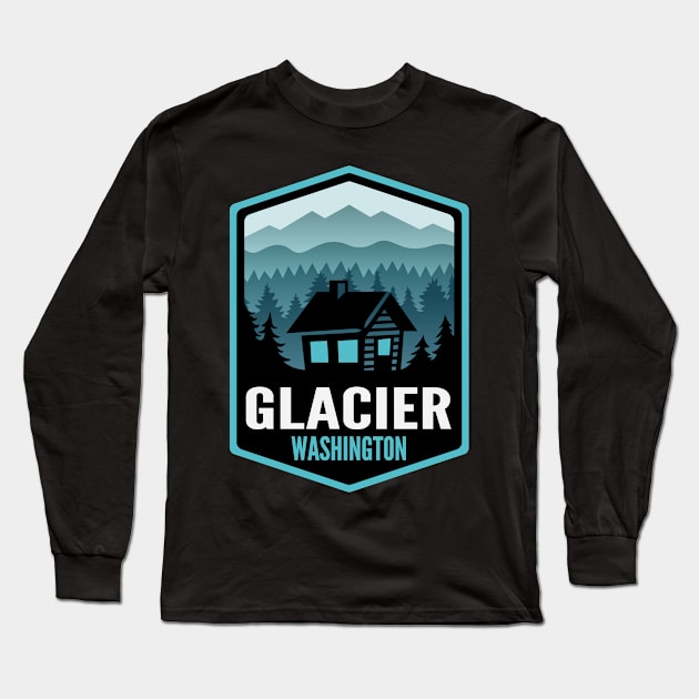 Glacier Washington Mountain Town Cabin Long Sleeve T-Shirt by HalpinDesign